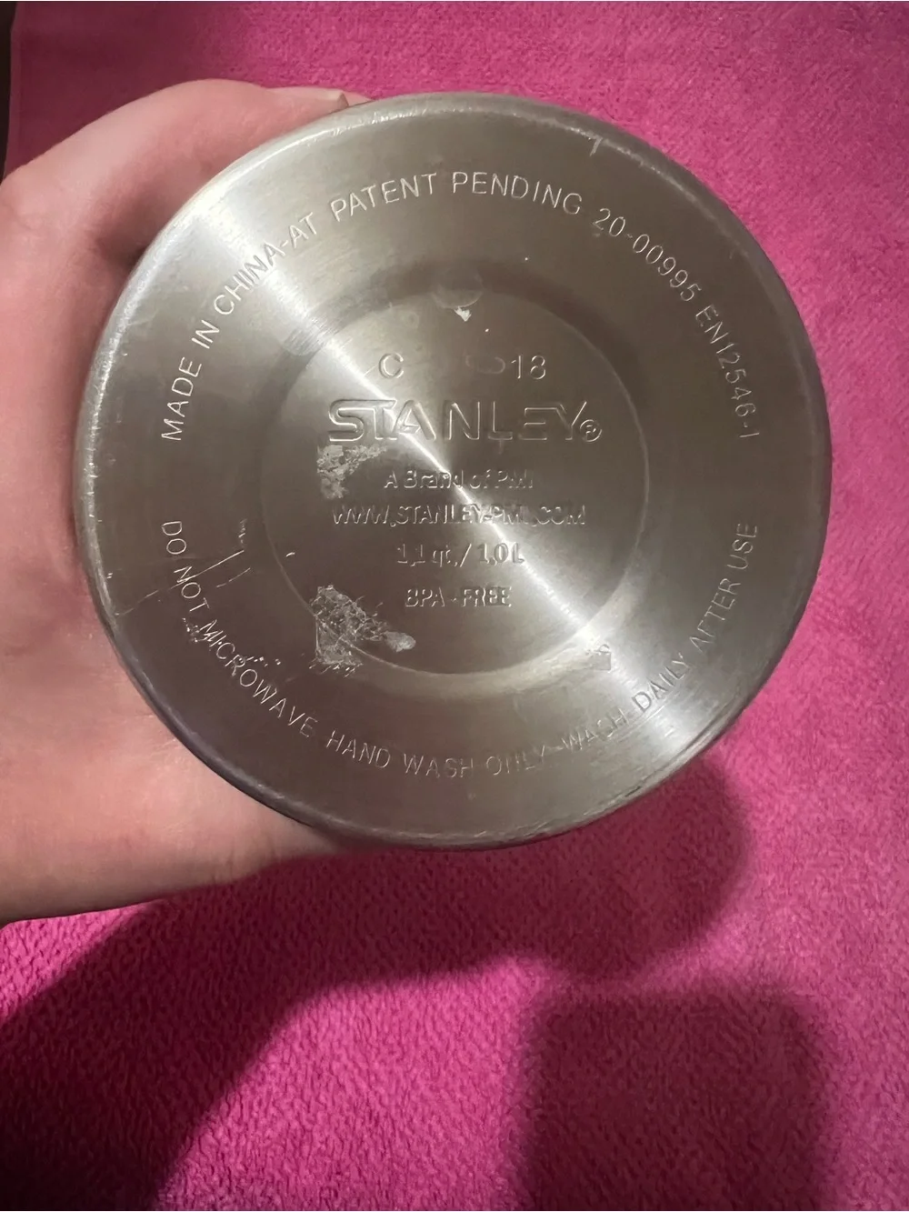 Stanley White Vacuum Bottle with silver Accents - Picture 3 of 5